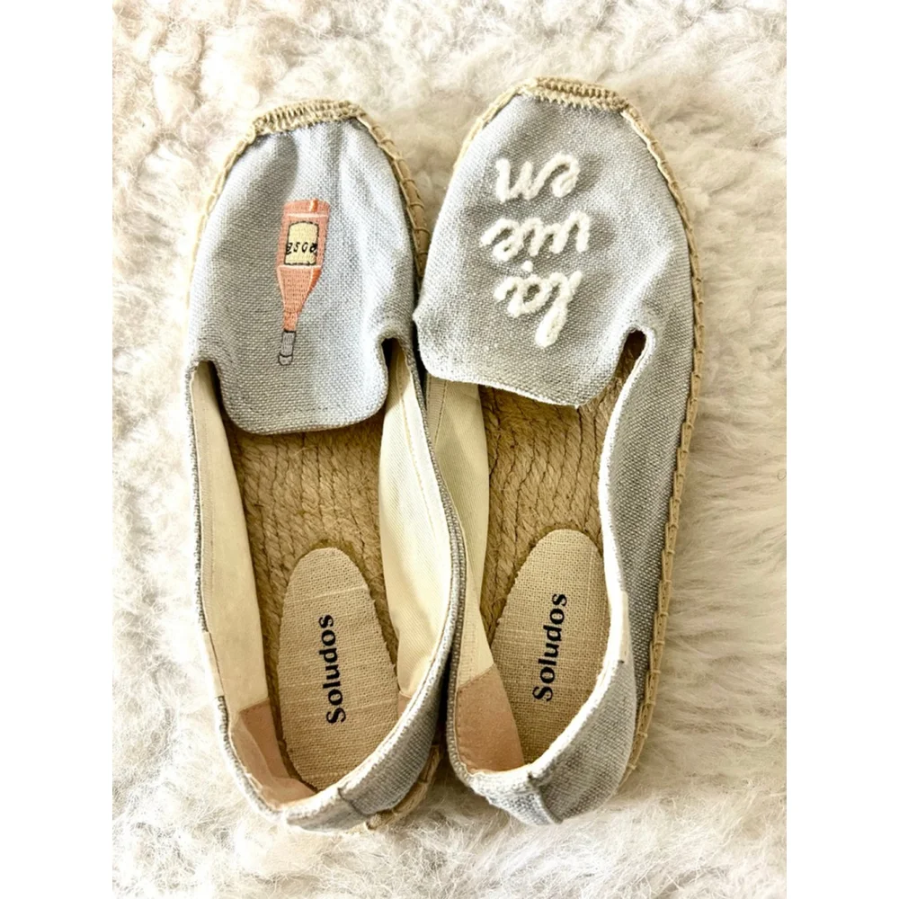 Anthropologie x Soludos “La Vie En Rose” smoking slipper espadrille flats Sz 10